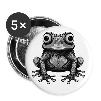 Portrait de grenouille - Lot de 5 petits badges (25 mm) - blanc - Devant