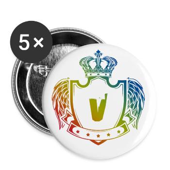 Armoiries V lettres - Lot de 5 petits badges (25 mm) - blanc - Devant