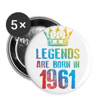 1961 Légendes nées en - Lot de 5 petits badges (25 mm) - blanc - Devant