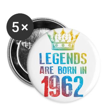 1962 Légendes nées en - Lot de 5 petits badges (25 mm) - blanc - Devant
