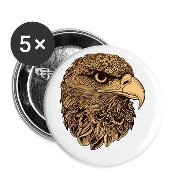 Eagle Head Animal - Buttons small 1''/25 mm (5-pack) - white - Front