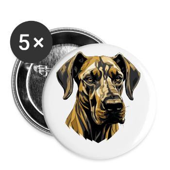 Great Dane Dog Head - Buttons small 1''/25 mm (5-pack) - white - Front