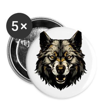 Akita Dog Head - Buttons small 1''/25 mm (5-pack) - white - Front