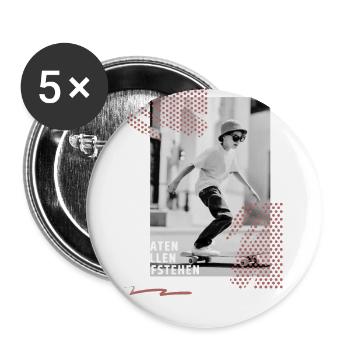 Skateboard Jungen Mädchen Sport Cool Trick - Buttons klein 25 mm (5er Pack) - Weiß - Vorne