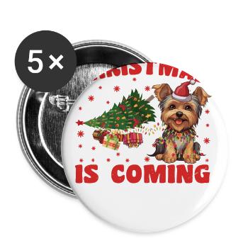 Christmas Is Coming Dog Version - Buttons small 1''/25 mm (5-pack) - white - Front