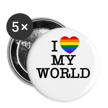 I love my world - Buttons small 1''/25 mm (5-pack) - white - Front