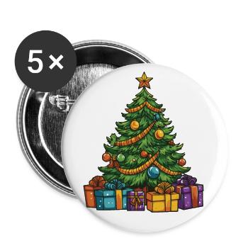 Tanne Weihnachten Weihnachtsbaum - Buttons klein 25 mm (5er Pack) - Weiß - Vorne