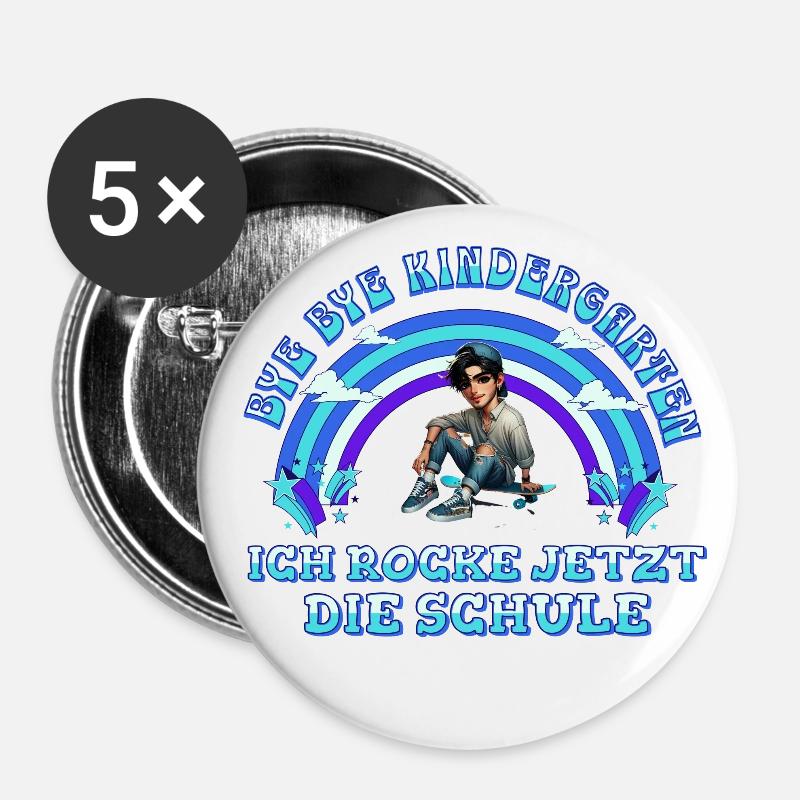 Scolarisation - Lot de 5 petits badges (25 mm) - blanc