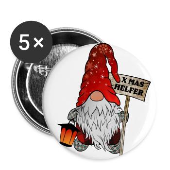Helfer Wichtel Weihnachtsgnom - Buttons klein 25 mm (5er Pack) - Weiß - Vorne