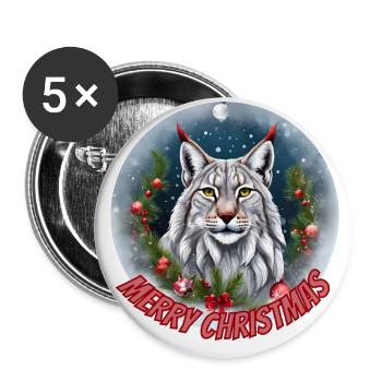 Luchs (Merry Christmas) - Buttons klein 25 mm (5er Pack) - Weiß - Vorne