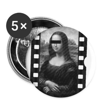 Mona Lisa im Dia-Rahmen - Buttons klein 25 mm (5er Pack) - Weiß - Vorne