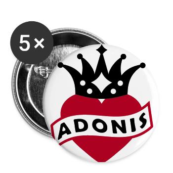Mit Herz & Krone - ADONIS - Buttons klein 25 mm (5er Pack) - Weiß - Vorne