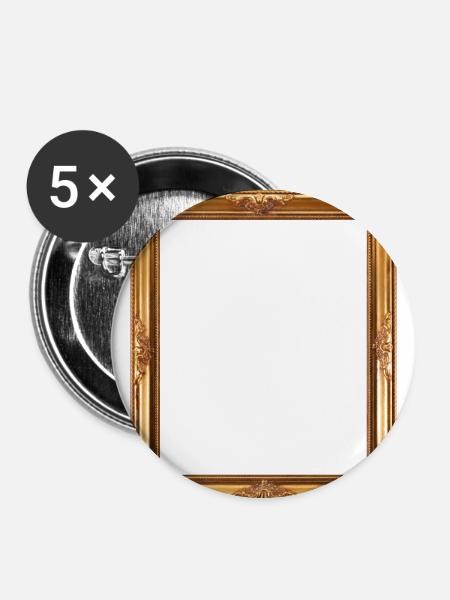Goldener Bilderrahmen - Buttons klein 25 mm (5er Pack) - Weiß
