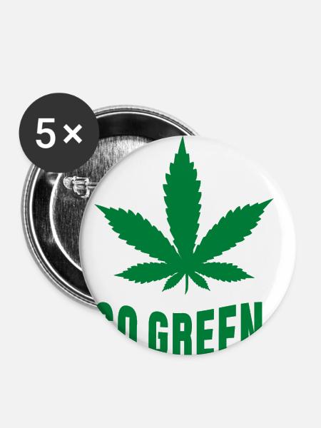 Weed Go Green - Buttons klein 25 mm (5er Pack) - Weiß