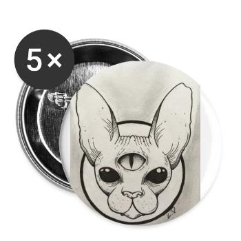 Katze - Buttons klein 25 mm (5er Pack) - Weiß - Vorne
