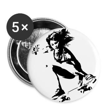 Skater Girl Skateboard Longboard - Buttons small 1''/25 mm (5-pack) - white - Front