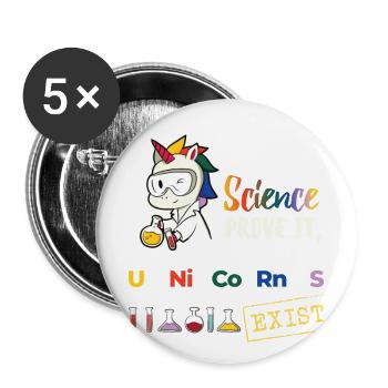 Drôle de licorne rengaine de la recherche de la chimie - Lot de 5 petits badges (25 mm) - blanc - Devant
