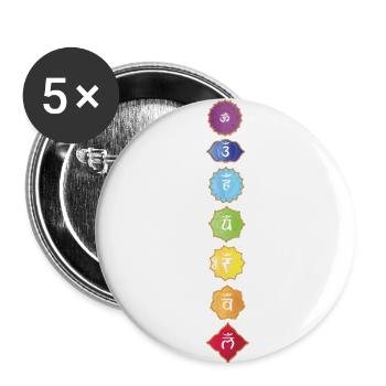 Tee-shirt chakras couleurs et signes spirituels - Lot de 5 petits badges (25 mm) - blanc - Devant
