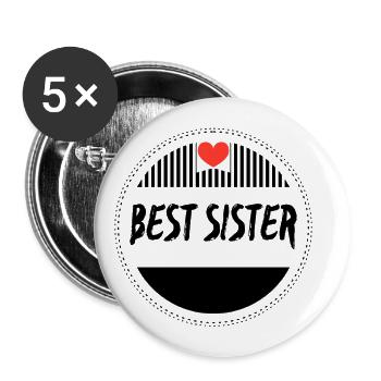 BEST SISTER - Buttons klein 25 mm (5er Pack) - Weiß - Vorne
