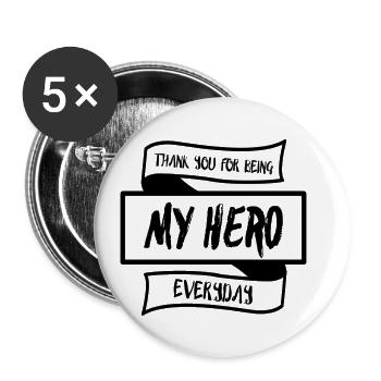 My hero - Buttons small 1''/25 mm (5-pack) - white - Front