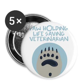 Tierarzt Tierdoktor Arzt Doktor Veterinär Tiere - Buttons klein 25 mm (5er Pack) - Weiß - Vorne
