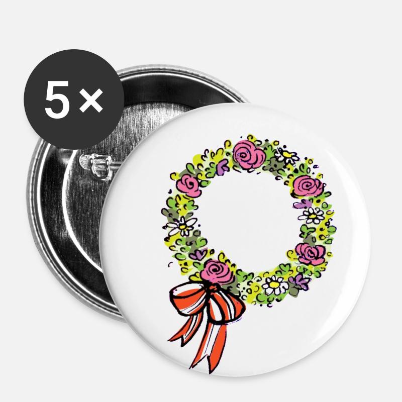 Réserver Kranzl rose - Lot de 5 petits badges (25 mm) - blanc