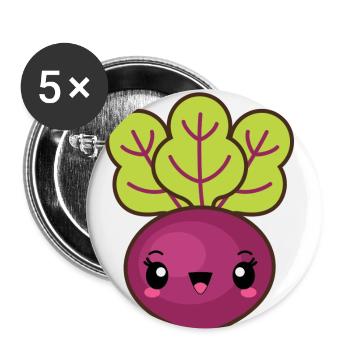 Cute beetroot - Buttons small 1''/25 mm (5-pack) - white - Front