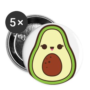 Niedliche Avocado - Buttons klein 25 mm (5er Pack) - Weiß - Vorne