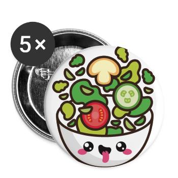 Salade mignonne - Lot de 5 petits badges (25 mm) - blanc - Devant