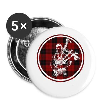 Cadeau de cornemuse en Écosse - Lot de 5 petits badges (25 mm) - blanc - Devant