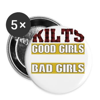 Kilt good girls bad girls Schottland Tartan Day - Buttons klein 25 mm (5er Pack) - Weiß - Vorne