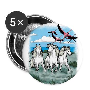 Camargue Pferde Urlaub Flamingos Meer Geschenk - Buttons klein 25 mm (5er Pack) - Weiß - Vorne