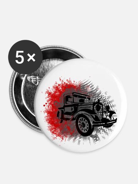 Oldtimer - Buttons klein 25 mm (5er Pack) - Weiß