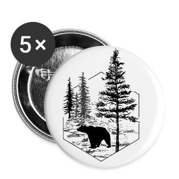 Bär in der Natur - Buttons klein 25 mm (5er Pack) - Weiß - Vorne