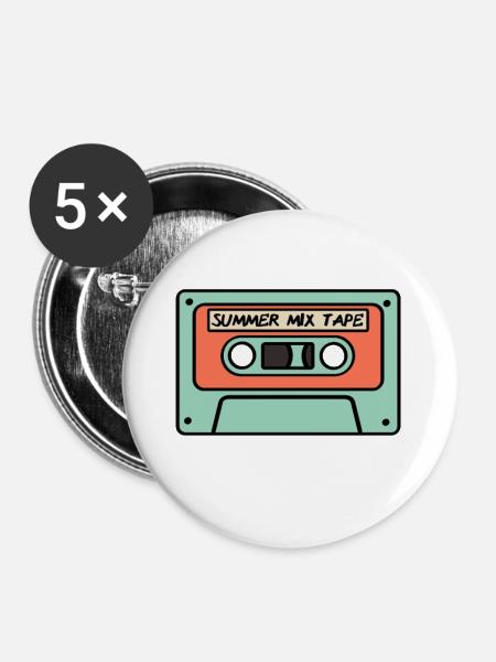 Summer Tape - Buttons klein 25 mm (5er Pack) - Weiß