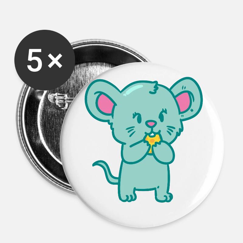 Rongeurs Souris souris - Lot de 5 petits badges (25 mm) - blanc