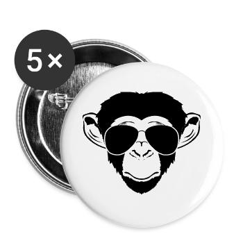 singe - Lot de 5 petits badges (25 mm) - blanc - Devant