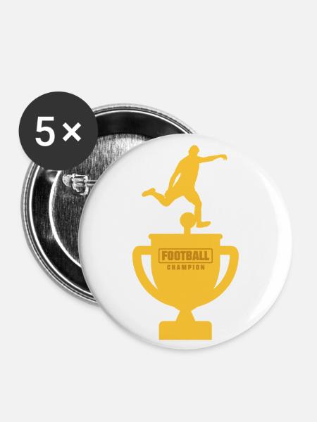 Fußball Pokal - Buttons klein 25 mm (5er Pack) - Weiß