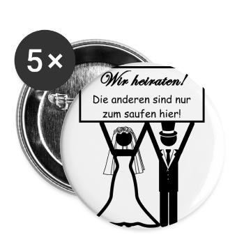 Nous nous marions Les autres sont juste pour boire ici! - Lot de 5 petits badges (25 mm) - blanc - Devant