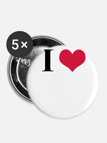 I love / I heart - Buttons klein 25 mm (5er Pack) - Weiß