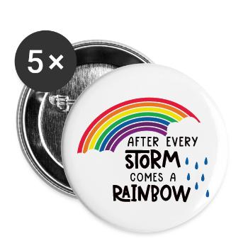 Regenbogen - Buttons klein 25 mm (5er Pack) - Weiß - Vorne