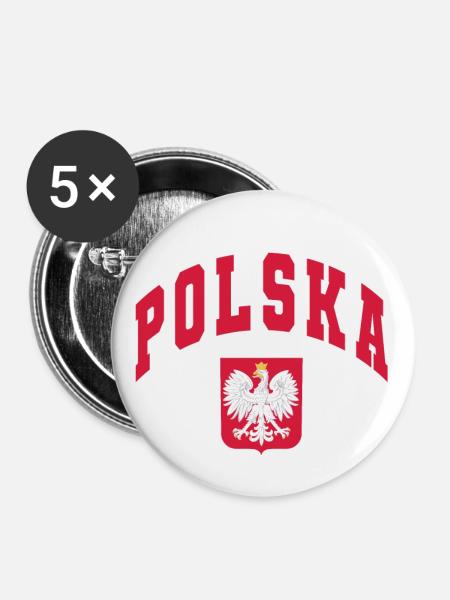 Polska - Buttons klein 25 mm (5er Pack) - Weiß