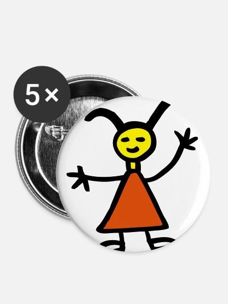 Mädchen - Buttons klein 25 mm (5er Pack) - Weiß