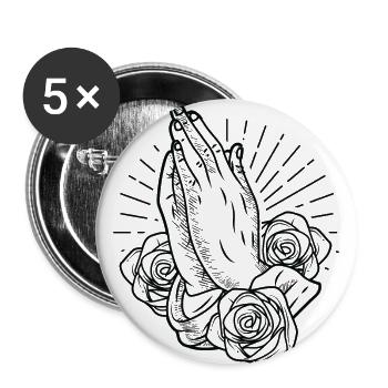 Praying Hands Betende Hände zu Gott Religion - Buttons klein 25 mm (5er Pack) - Weiß - Vorne