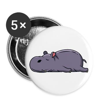 sleep hippopotamus Tired Lazy Hippopotamus nope - Buttons small 1''/25 mm (5-pack) - white - Front