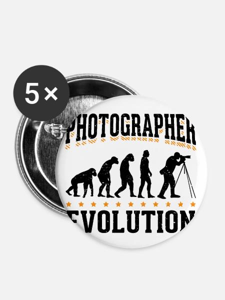Evolution Photographer Photograph Fotograf - Buttons klein 25 mm (5er Pack) - Weiß