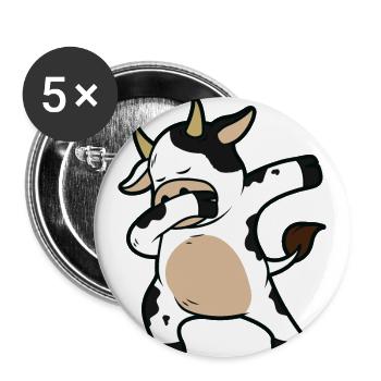 Cow Dabbing Dancing Cow Dairy Cow Farm Dancing Figure - Buttons small 1''/25 mm (5-pack) - white - Front
