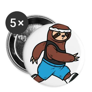 Sloth Running Laufendes Faultier Sportler - Buttons klein 25 mm (5er Pack) - Weiß - Vorne
