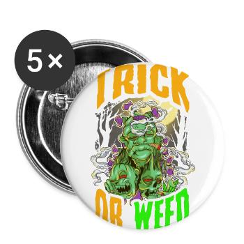 Marijuana Zombie Trick or Weed 420 Cannabis - Buttons klein 25 mm (5er Pack) - Weiß - Vorne