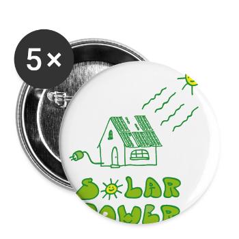 Green Energy Gift Climate Earth Solar Sun Power - Buttons small 1''/25 mm (5-pack) - white - Front